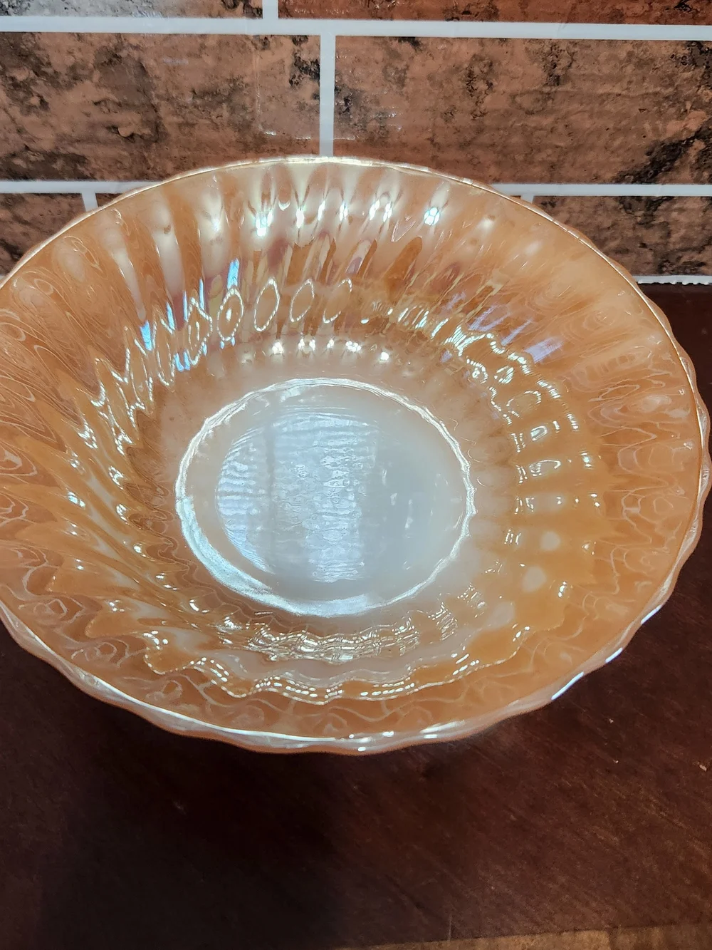 Anchor Hocking Peach Glass Serving Bowl